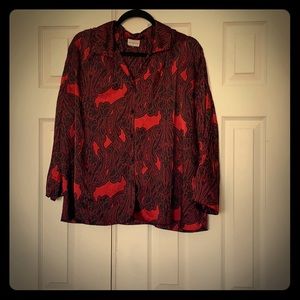 Red silk blouse by Jaclyn Smith